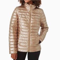 BNWT Kate Spade Glittering Rose Gold Packable Down Puffer Jacket