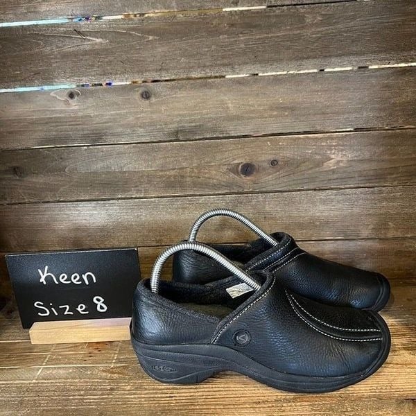 Womens Keen XT 0605 Black Leather Mule Slip On Comfort Shoes Clogs Size 8 M GUC