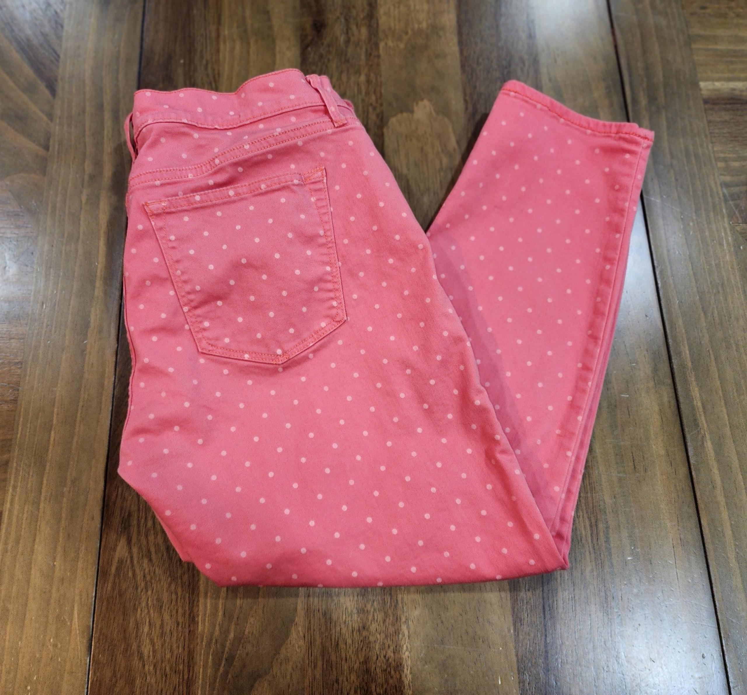 Gap 1969 Legging Jeans Sz 31 Petite Coral Bells Color w/ Polka Dots Womens
