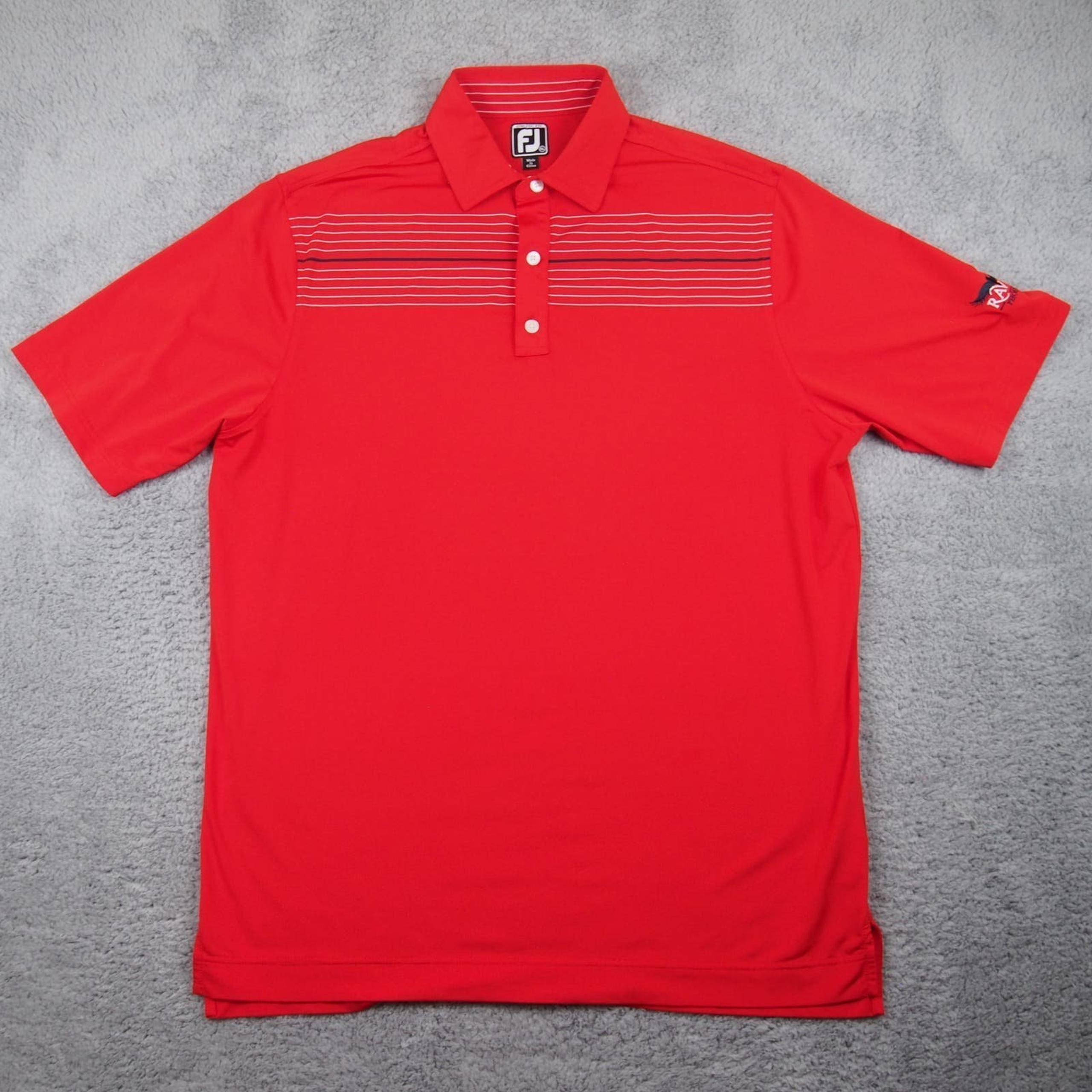 Foot Joy Polo Shirt Golf Shirt Men's Sz XL - Red, Embroidery, Striped EUC Nice!