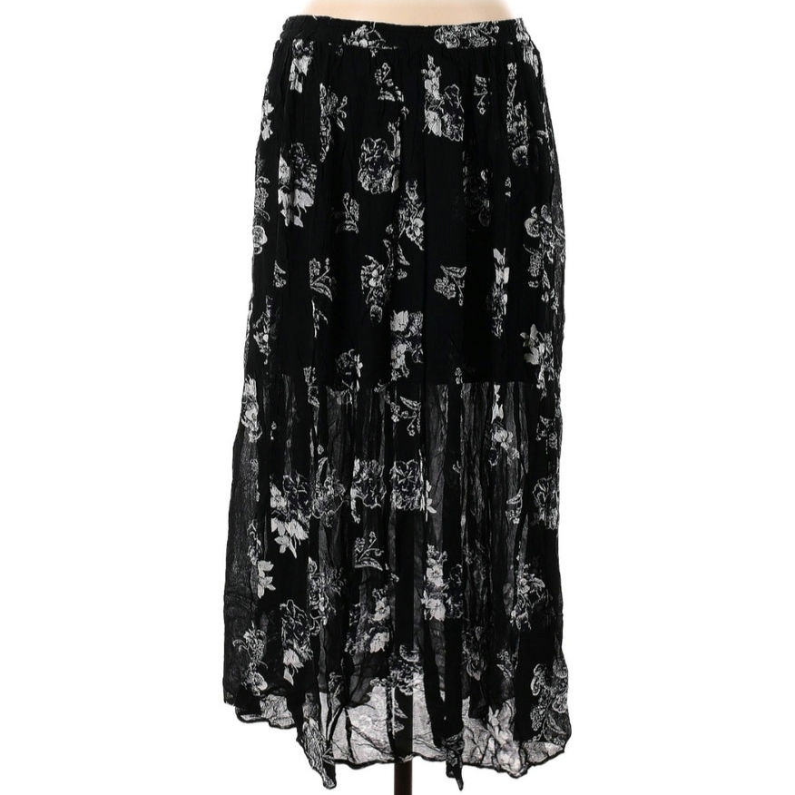 Free People Lydia Floral Black Skirt