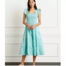 HILL HOUSE HOME Ellie Nap Dress Poplin Midi Limited Edition Bay Blue XS-S