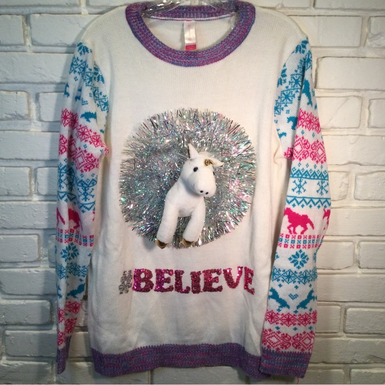 Ugly Christmas Sweater Unicorn themed juniors XXL/19