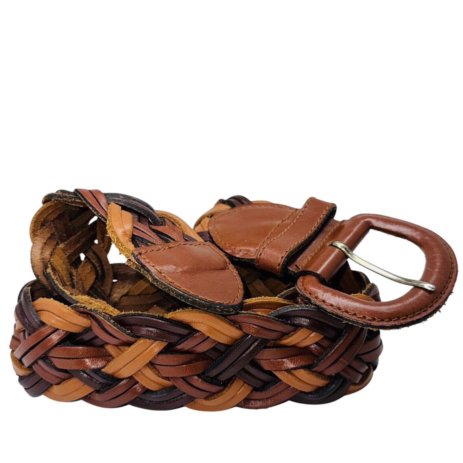 Vintage Forenza 3 Tone Brown Beige Tan Braided Leather Belt 2 Women S M 27-34
