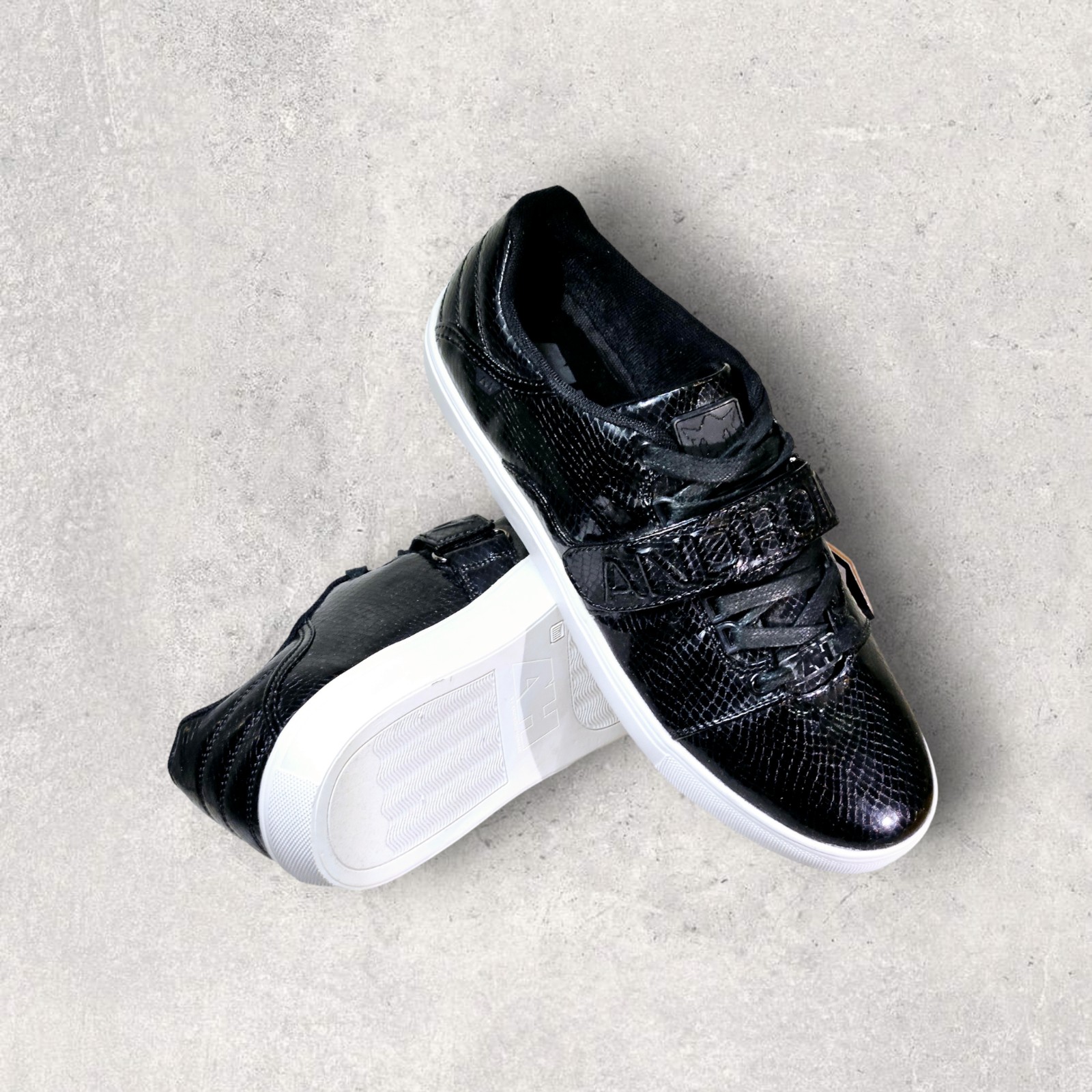 Android Homme dress sneakers | Black leather snakeskin | Italy | Mens Sz 10.5