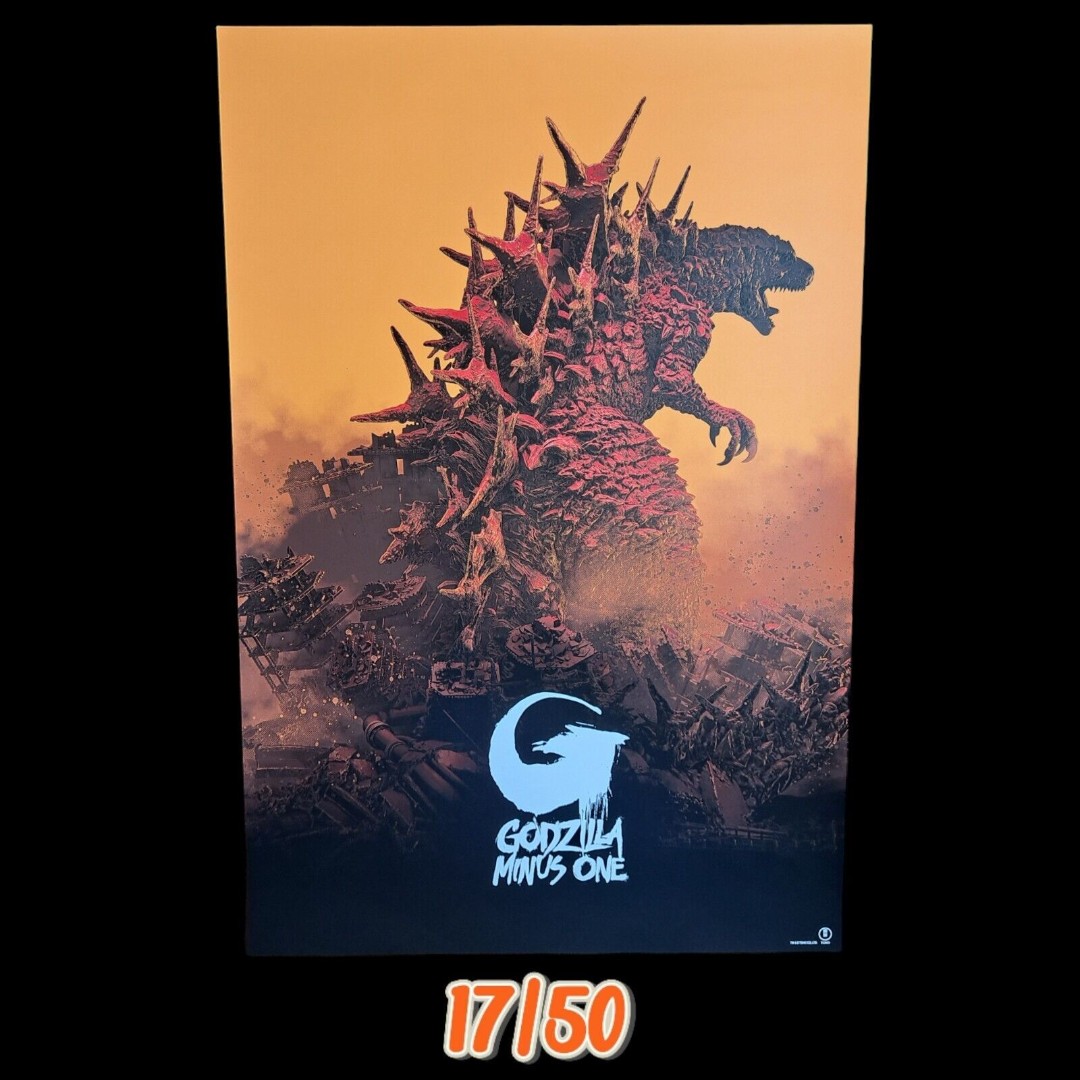 Pascal Blanche Godzilla Minus One Orange Variant 24 x 36 Screen Print LE 17/50