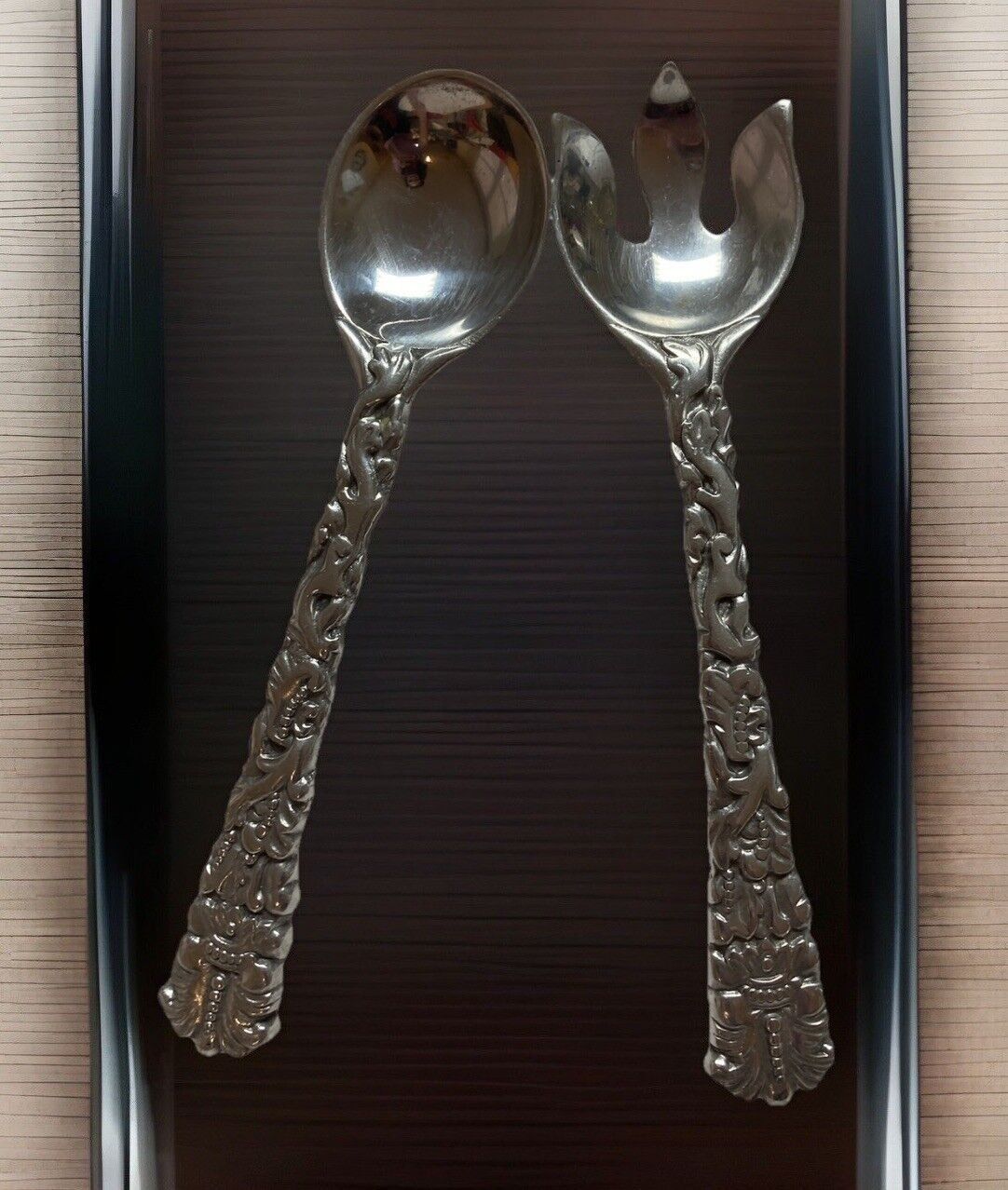 Charter Club Country Chateau Silver Salad Large Fork & Spoon Set 1997 Vintage