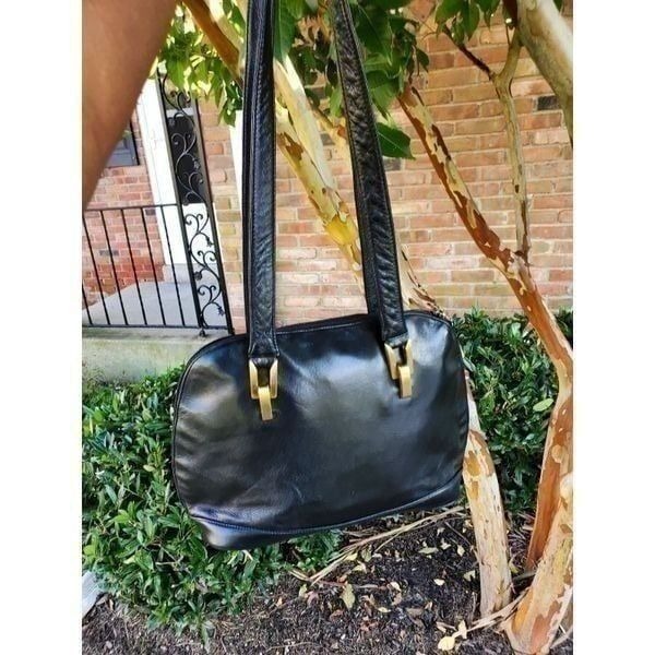 Vintage PERLINA New York Drop Handle Leather Shoulder Bag