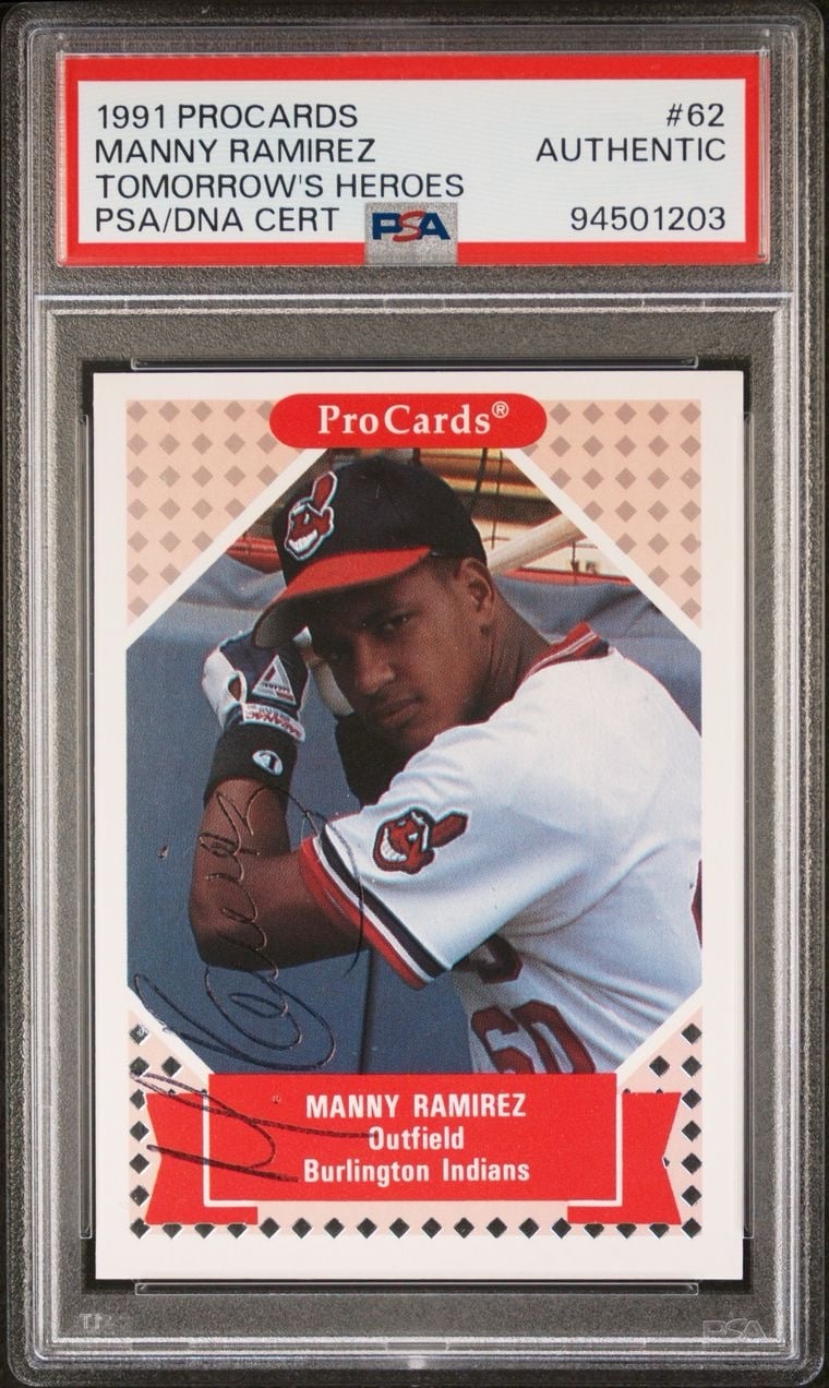 POP 1 MANNY RAMIREZ 1991 PROCARDS AUTO ROOKIE SIGNED PSA/DNA