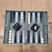 Backgammon Set Game Silver Carry Case 14x9 Sage Green Board Folding Complete