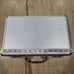 Backgammon Set Game Silver Carry Case 14x9 Sage Green Board Folding Complete