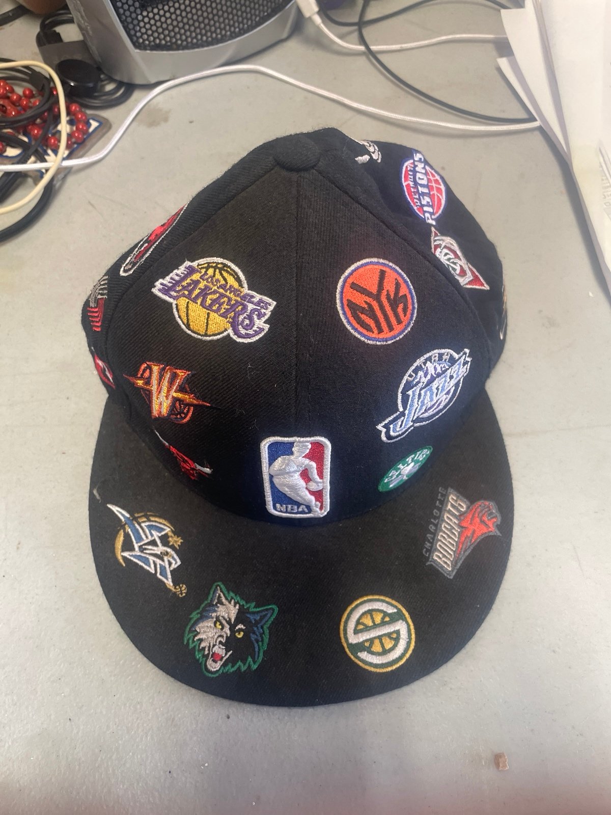 Vintage NBA All Over Hat adidas Cap With Embroidered All Over Team Logos Fit