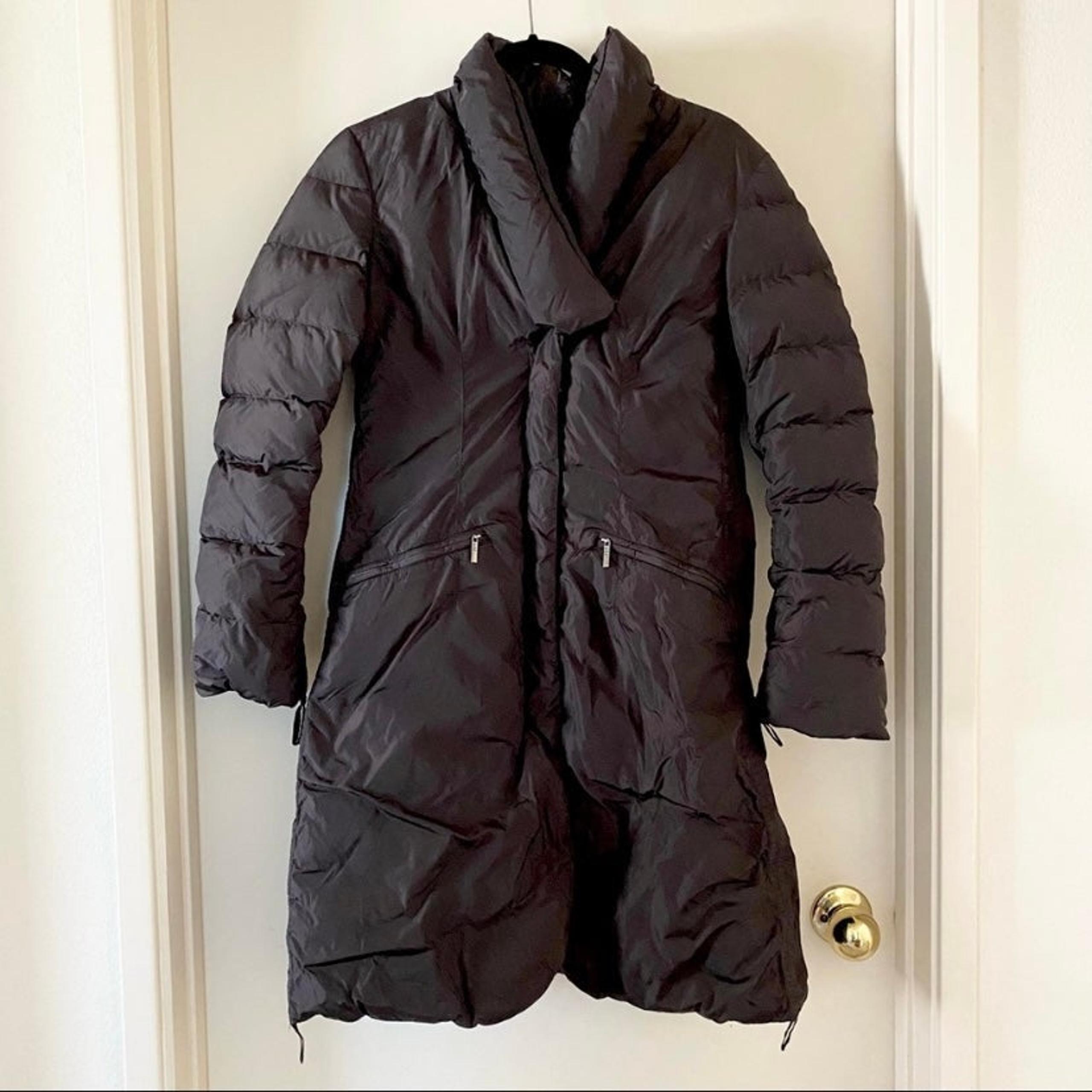 Add Down Quilted Long Puffer Coat Brown