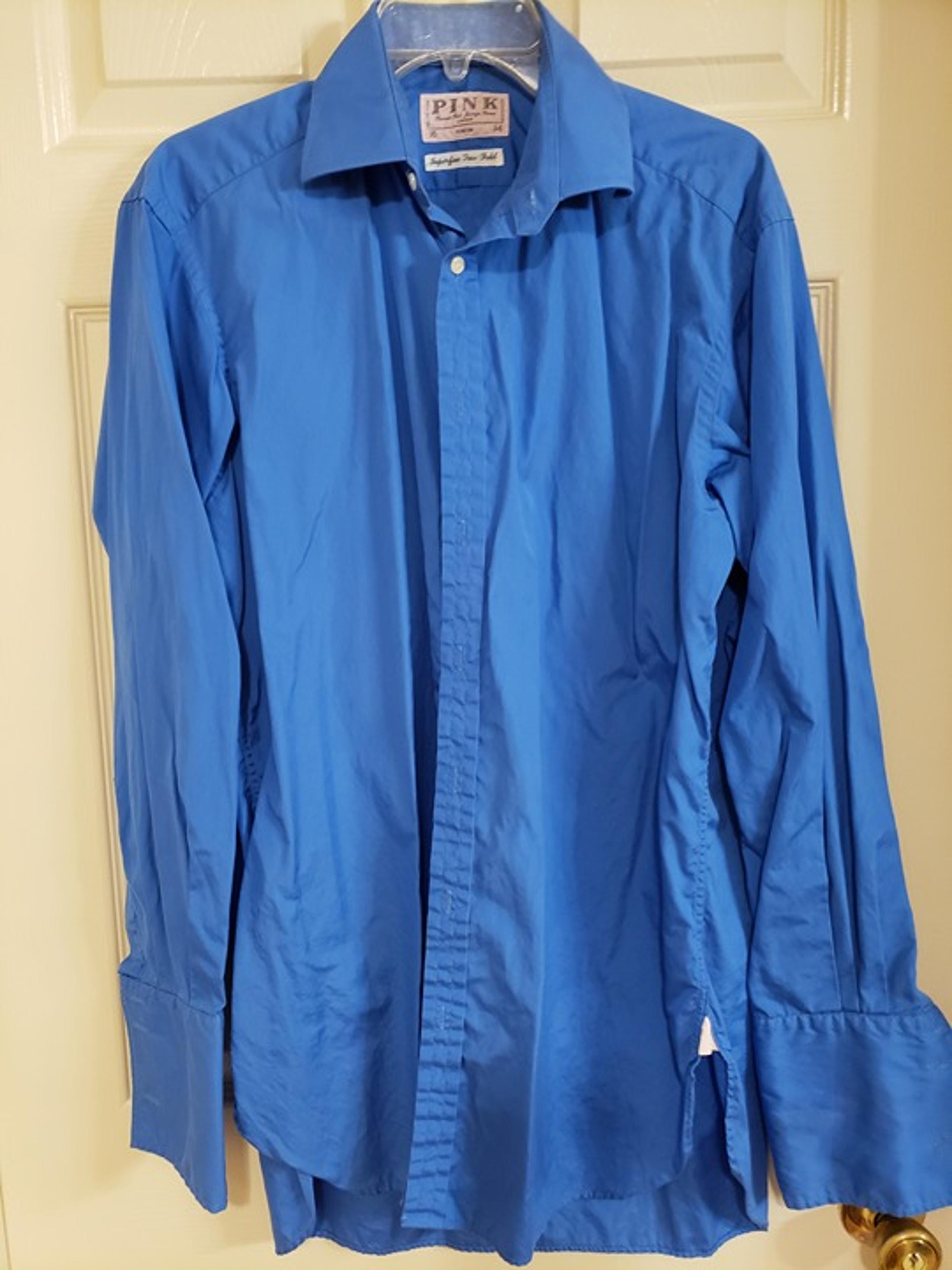 Men's Size 16 Blue Long Sleeve Dress Shirt by Pink
