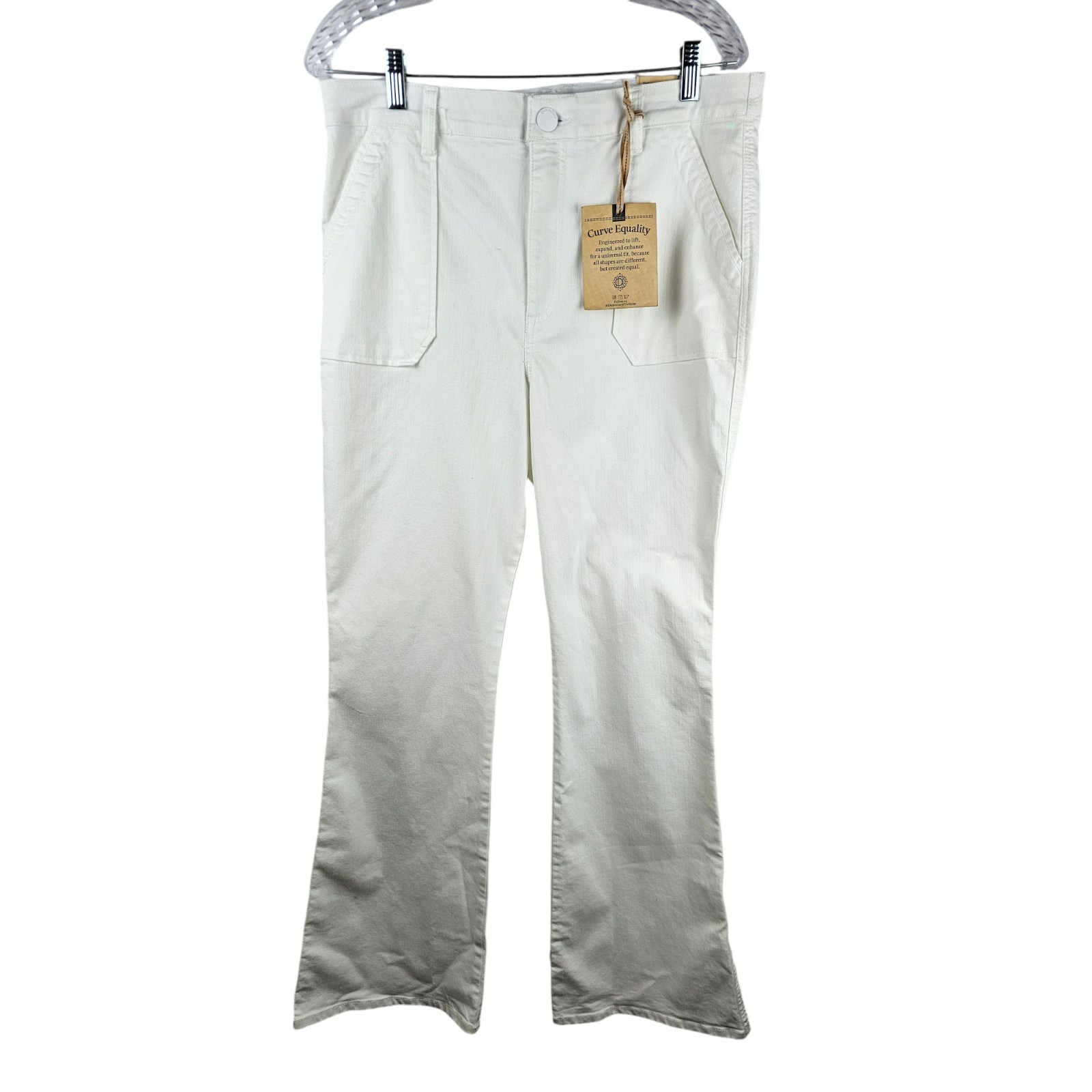 NWT Democracy AB Technology Skyrise Flare Leg Denim Jeans Women's 12 White Curve