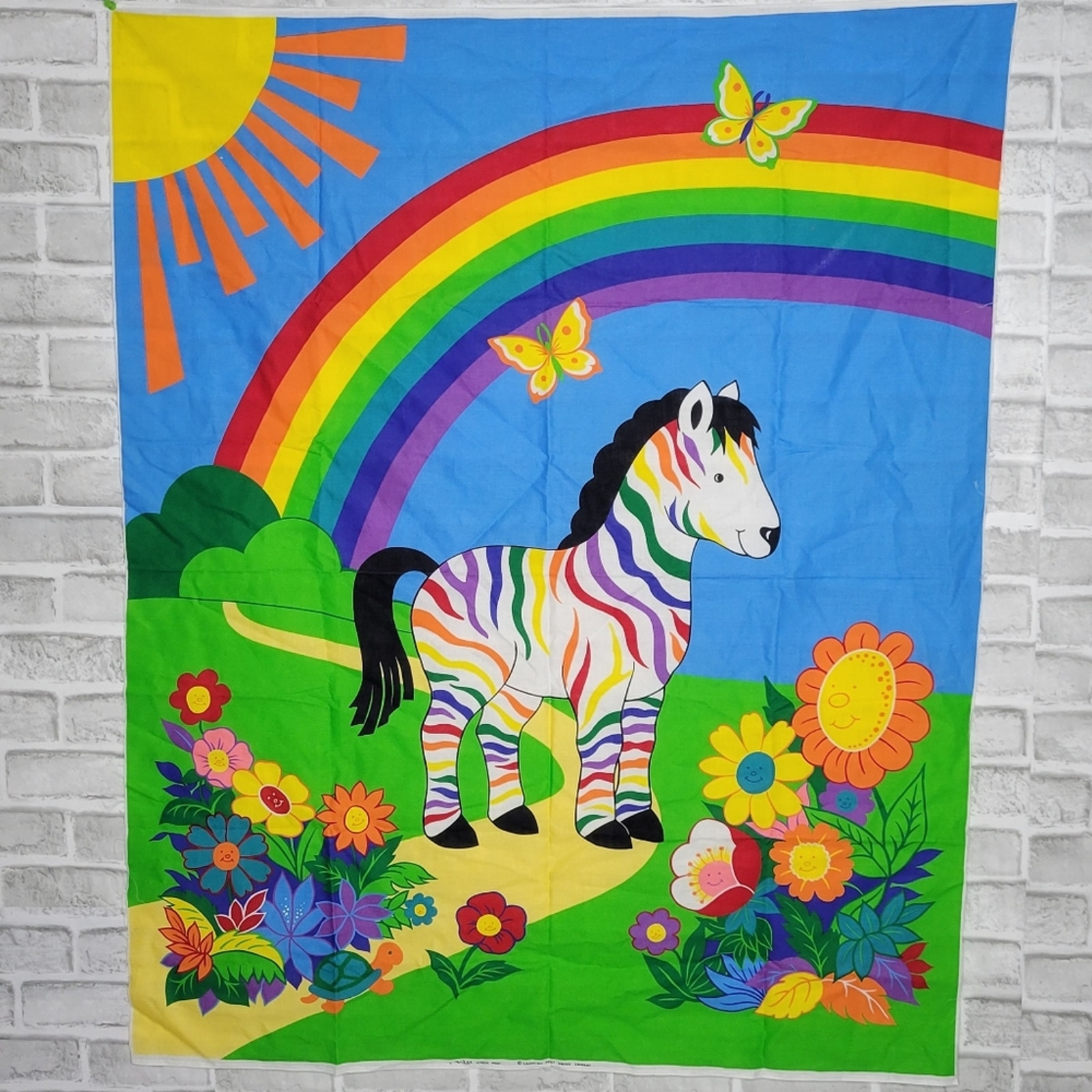 Vintage VIP Cranston Screen Print Fabric - Zebra, Rainbow, Flowers, Butterflies