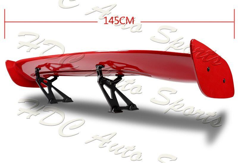 Universal 57 TYPE-2 Painted Red ABS GT Trunk Adjustable Bracket Spoiler Wing