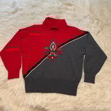 Vintage 80s Escada Margaretha Ley Fleur De Lis Sweater Collared Womens Size L 40