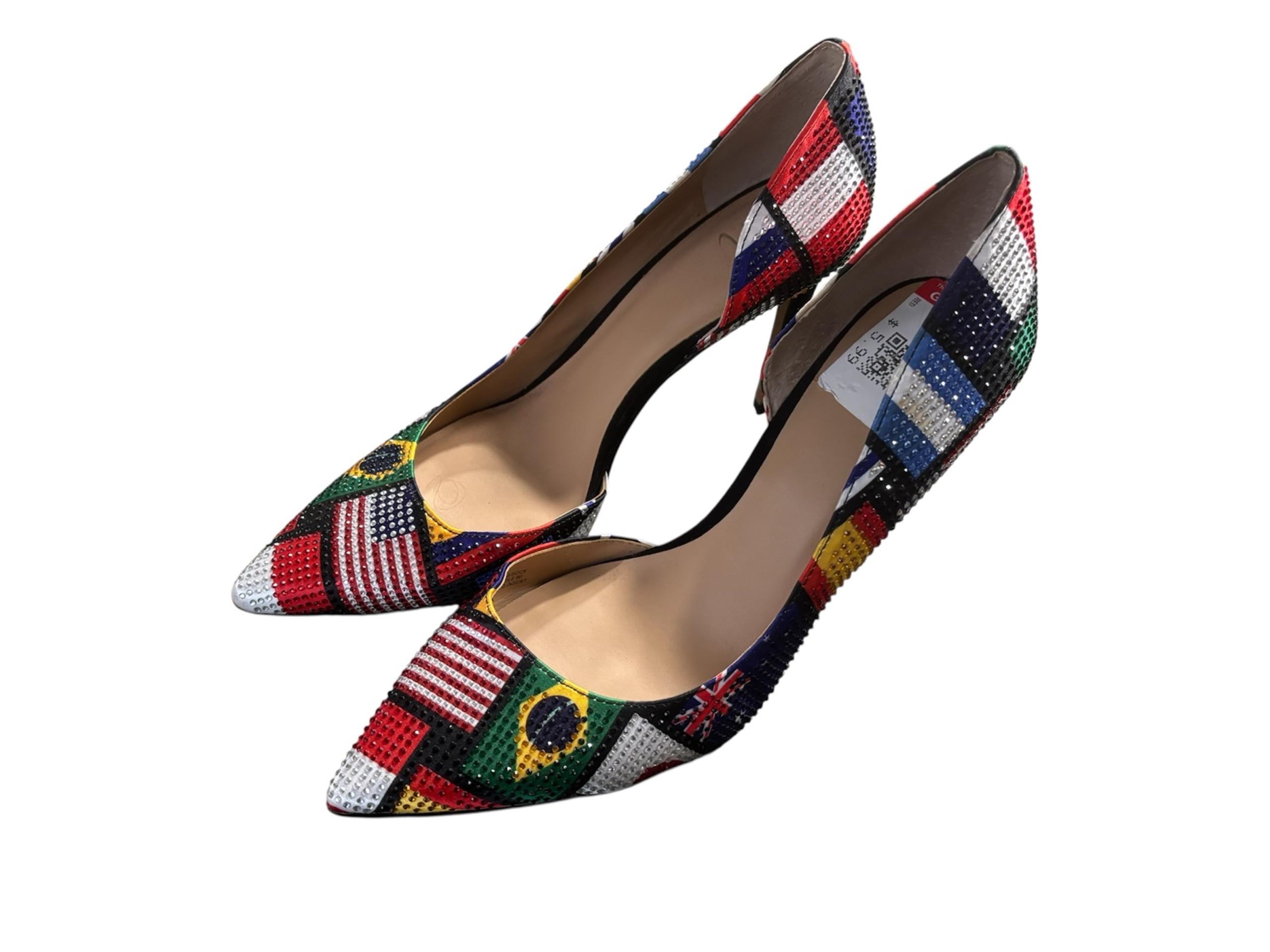 INC international concepts rhinestone multicultural FLAG shoes 9.5