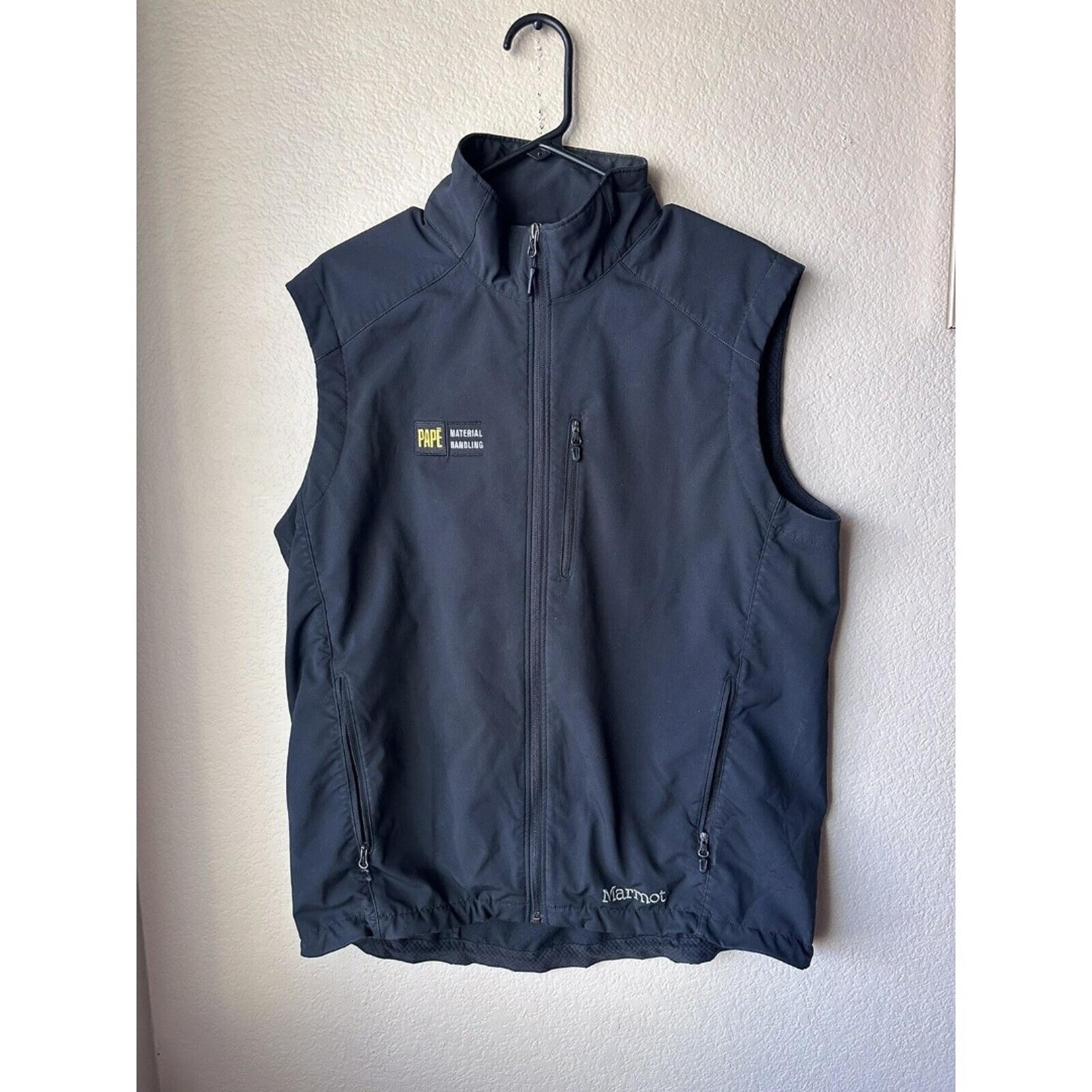 Marmot Windbreaker Vest Men’s Size L Sleeveless Jacket Full Zip Lined Black