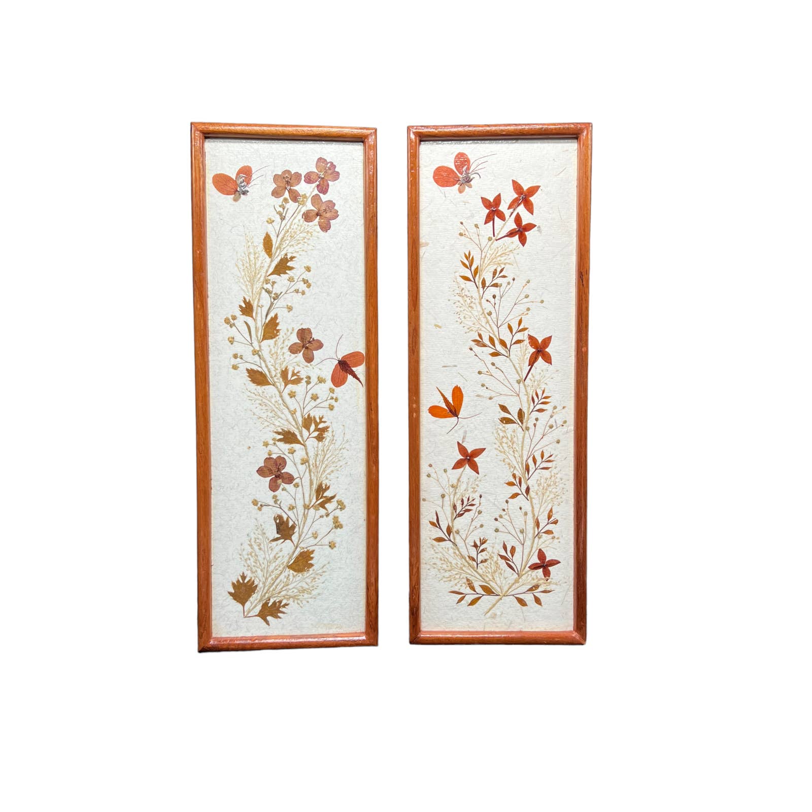 Vintage 1970's Wall Panels Pressed Petals and Leaves Set of 2
