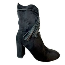 CHELSEA & ZOE Black Mid High Heeled Boots Size 8