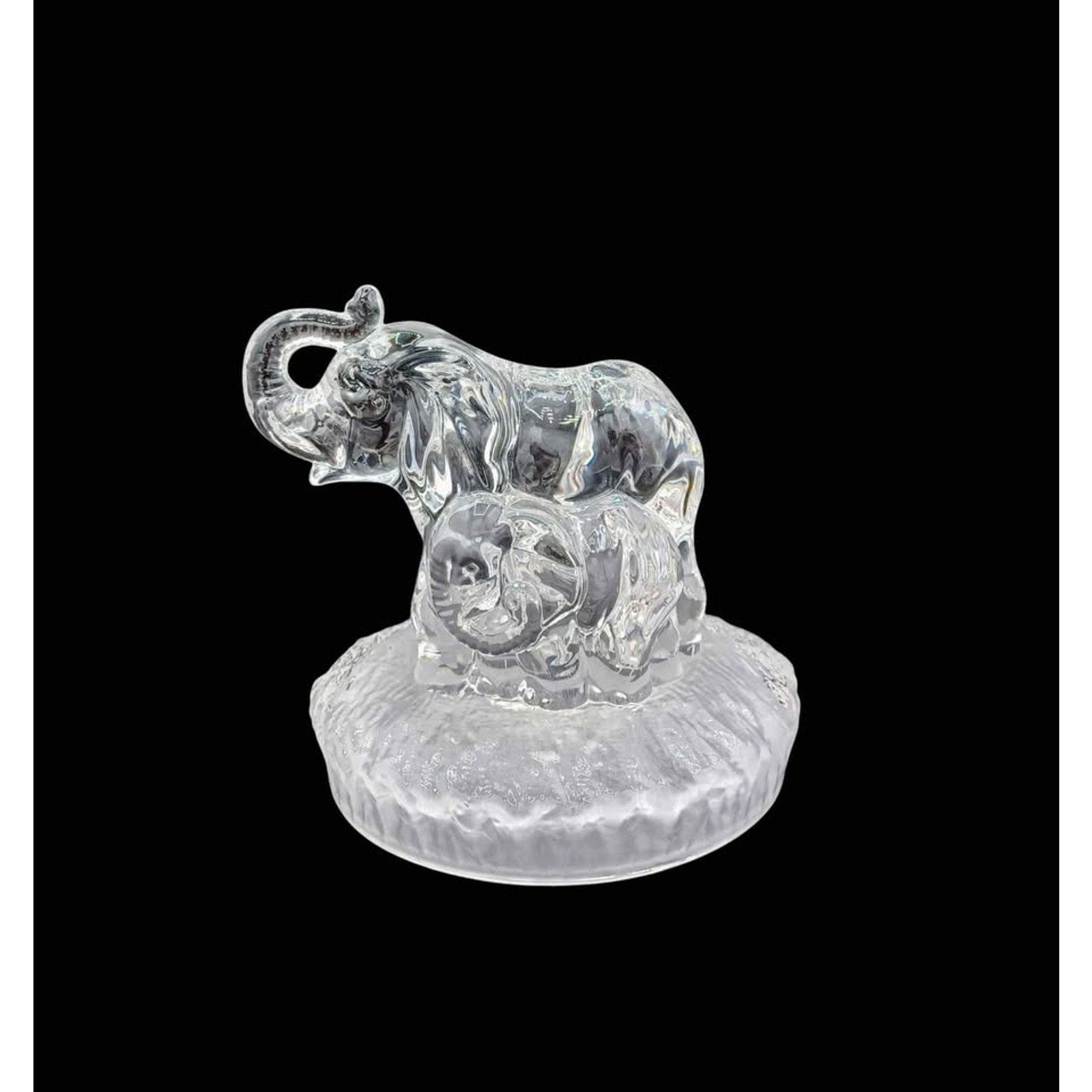 RCR Royal Crystal Rock Elephant & Baby Calf 24% Lead Crystal Glass Figurine 2lbs
