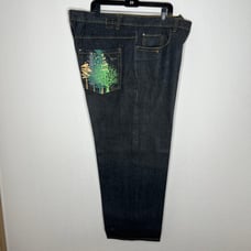 Vintage Karl Kani Gold Black Baggy Denim Jeans Hip Hop Y2K Sz 46x32