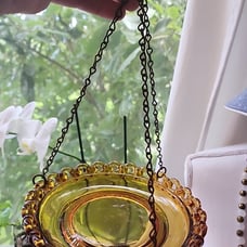 Vintage Amber Glass Bird Feeder