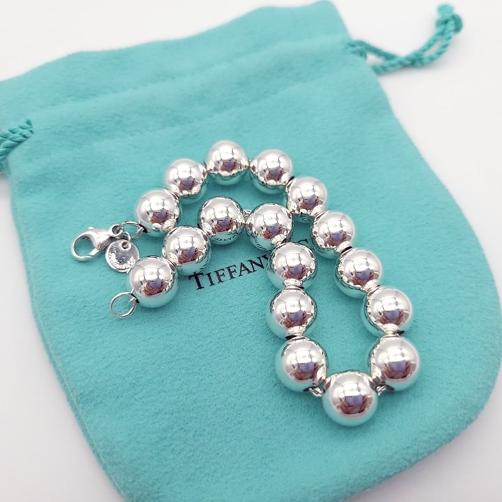 Vintage Tiffany & Co. Sterling Silver 10mm Hardwear Ball Bead 7.5 In Bracelet