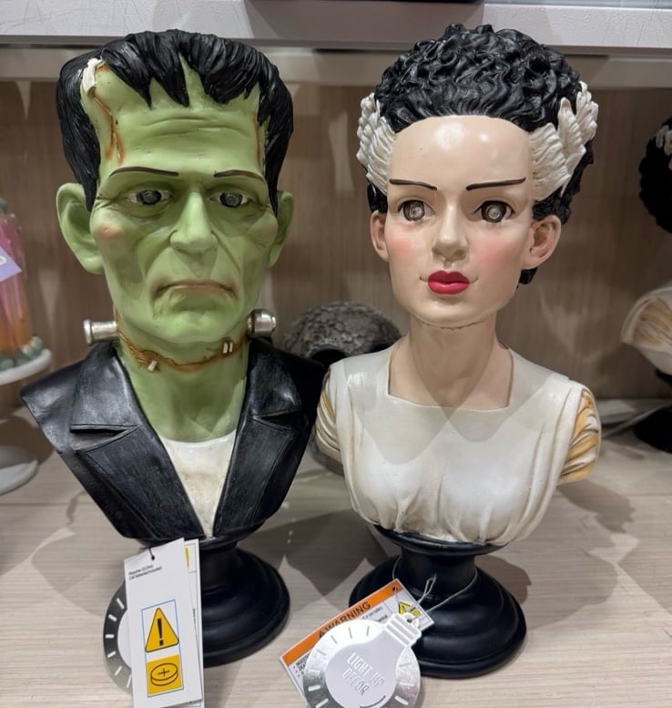 Frankenstein & Bride Halloween LED Decor Busts NEW