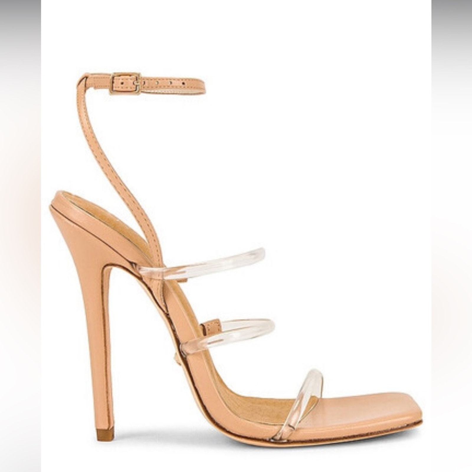 RAYE Noa Heel in Clear PVC Strappy Square Toe Stiletto Size 7.5