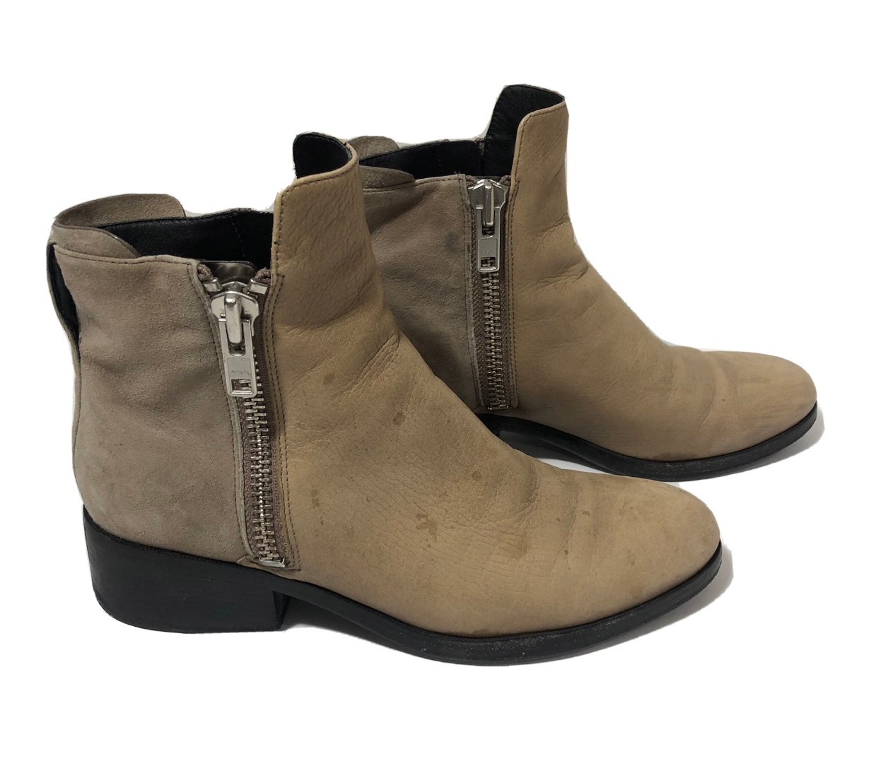 Phillip Lim Alexa Taupe Leather Suede Side Zip Boots. Size 37