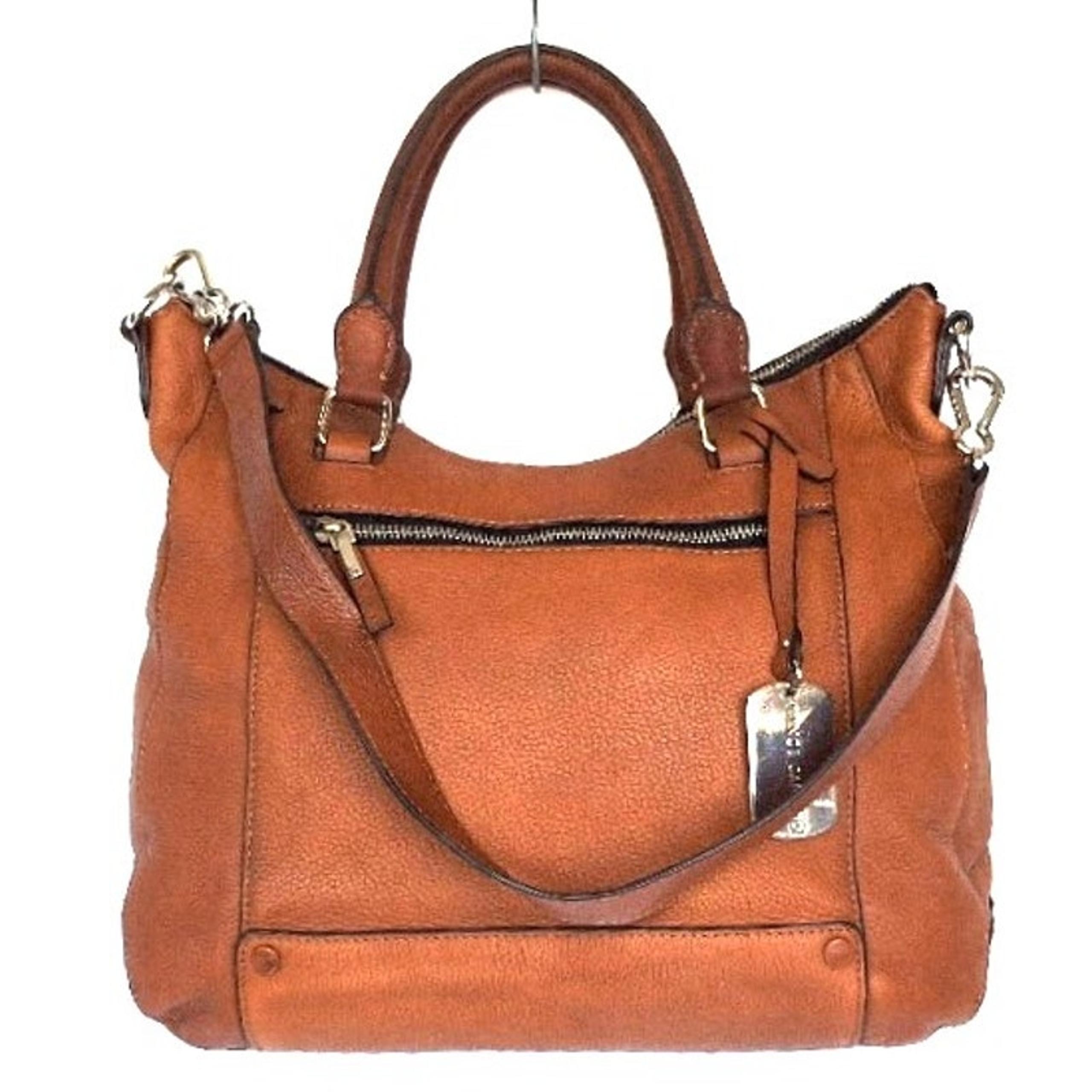 VINCE CAMUTO Camel Tan Pebble Leather Satchel Top Handle Shoulder Bag