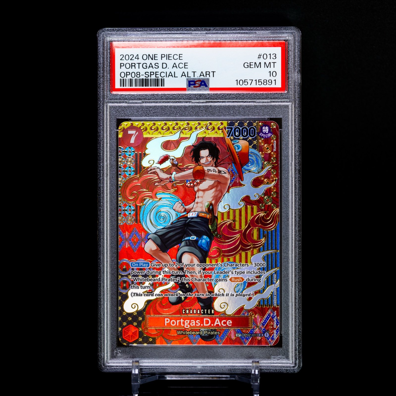 PSA 10 Portgas D. Ace OP02-013 SR SP Alt Art Two Legends OP-08 ONE PIECE Card