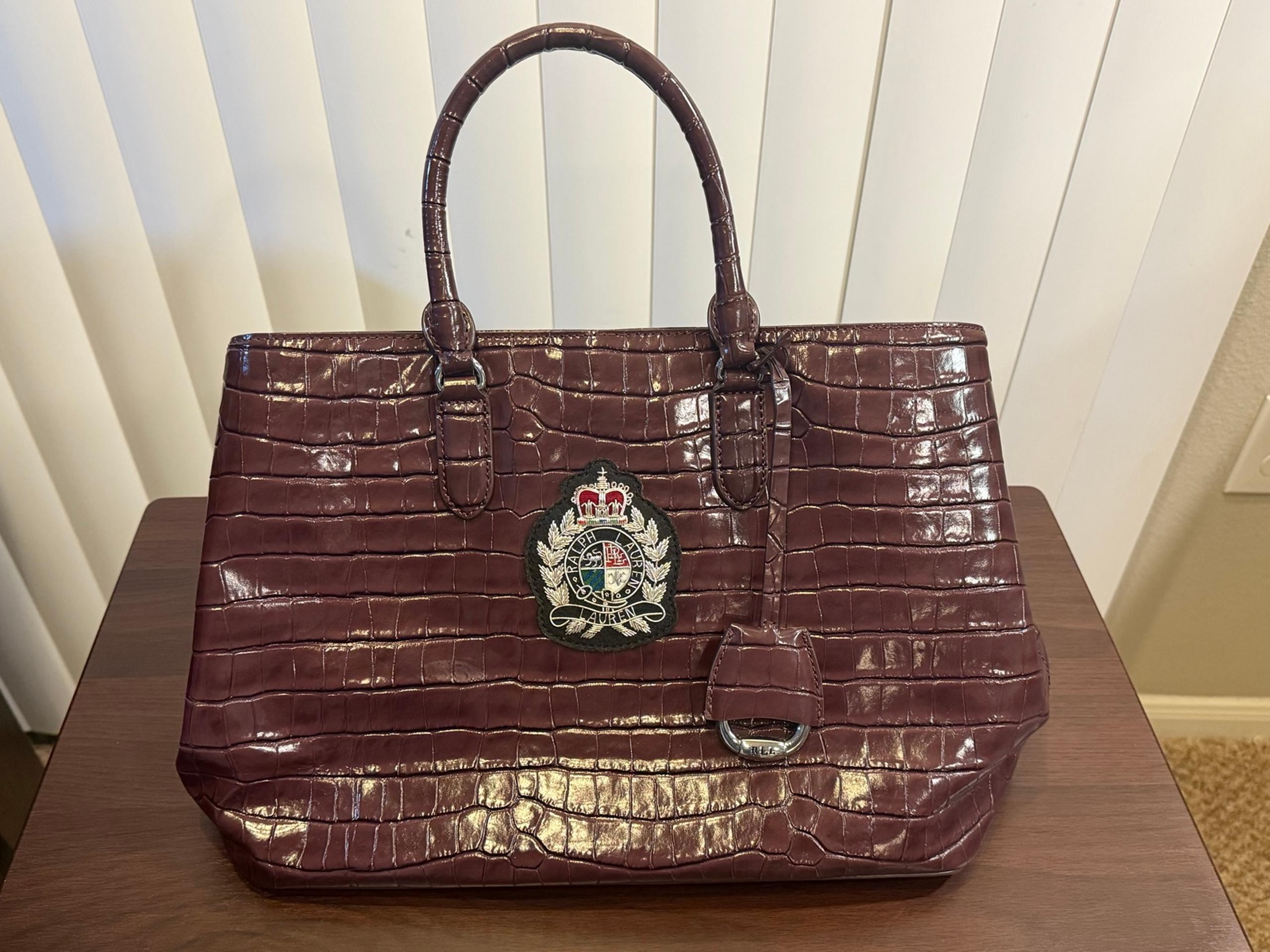Lauren Ralph Lauren Bullion Large Marcy Satchel in Bordeaux Burgundy w/ Dust Bag