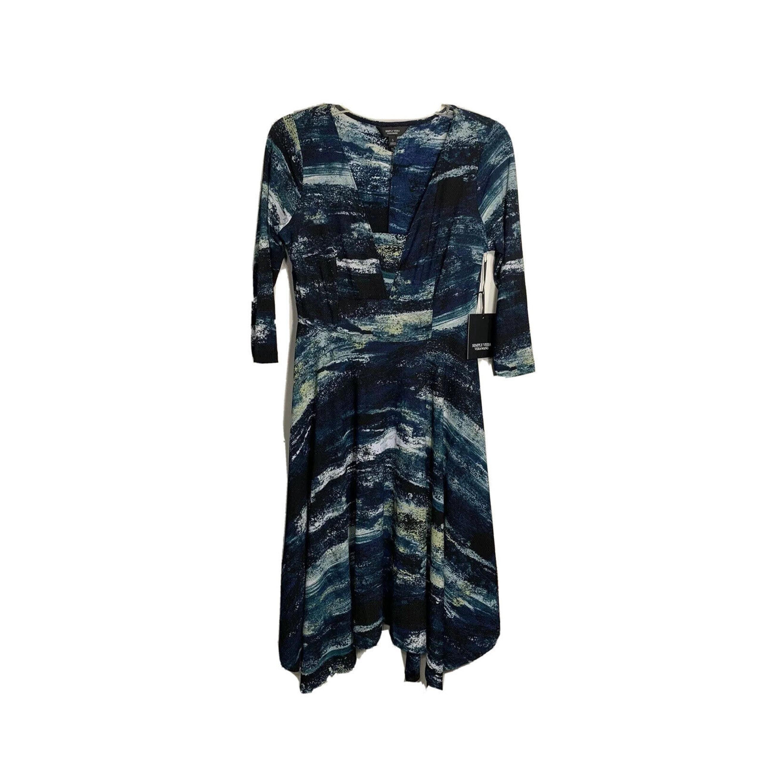 NWT Simply Vera Wang dress Size Small V Neck 3/4 sleeves Empire Fit And Flare