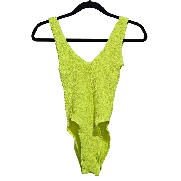 BOND-EYE Mara One Piece Swimsuit ONE SIZE Sunny Lime Bound Crinkle NWT