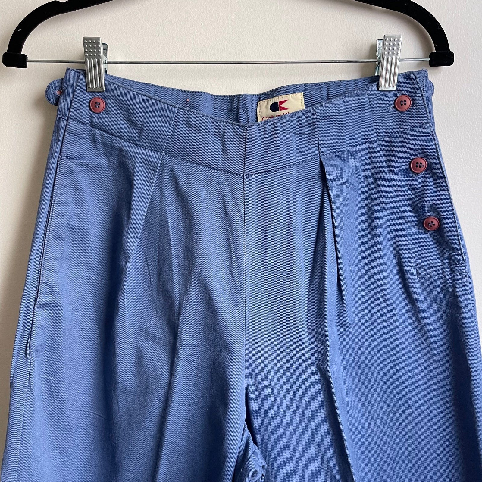 Vintage 1970s Calvin Klein Blue Cotton Twill Sailor Pants Size 7 27 Waist MINT
