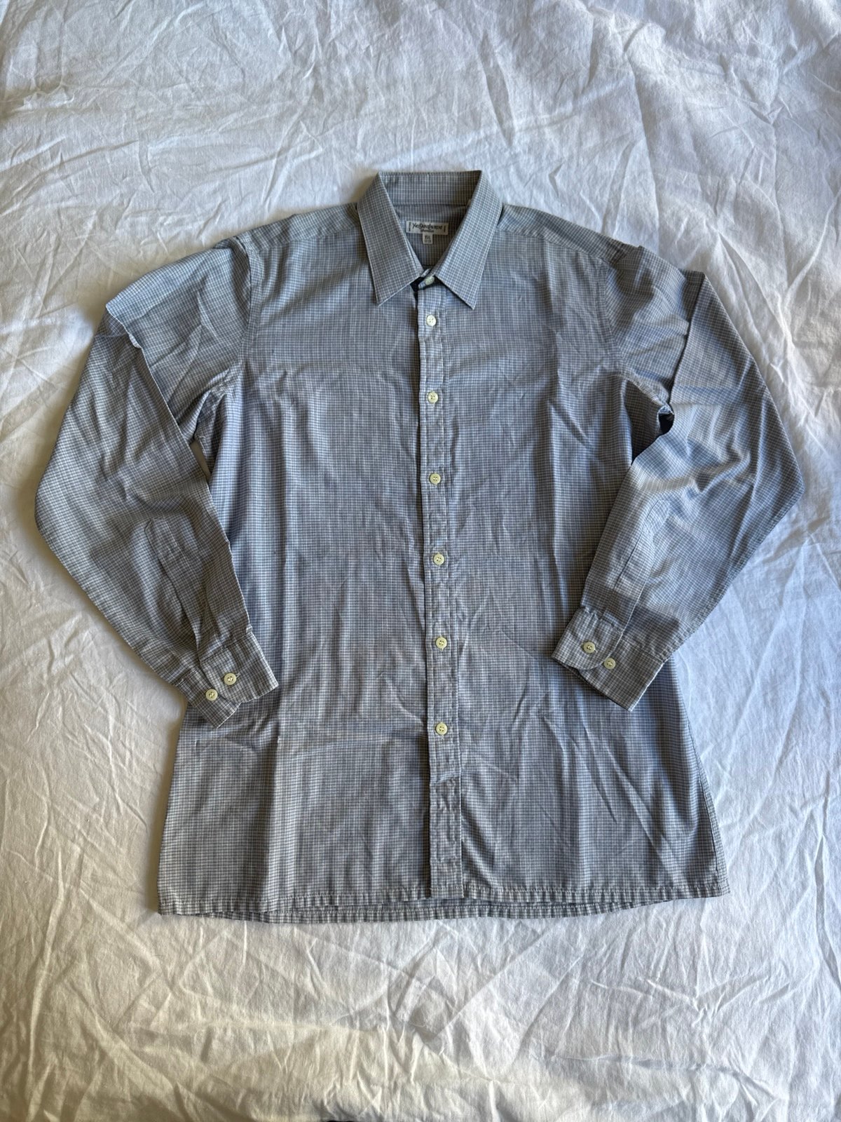 Vintage Yves Saint Laurent (YSL) Chemise Shirt - Men’s 15 1/2, 32/33 - Plaid Pat
