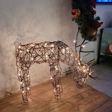 New Corporation 24 H Outdoor Rattan Grazing Reindeer Lawn Decoration
