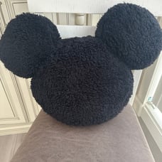 Disney Pottery Barn Mickey Mouse shaped black Sherpa pillow cuddly
