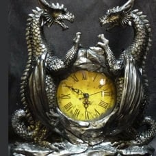 Dragon star double headed clock 12 inch nib