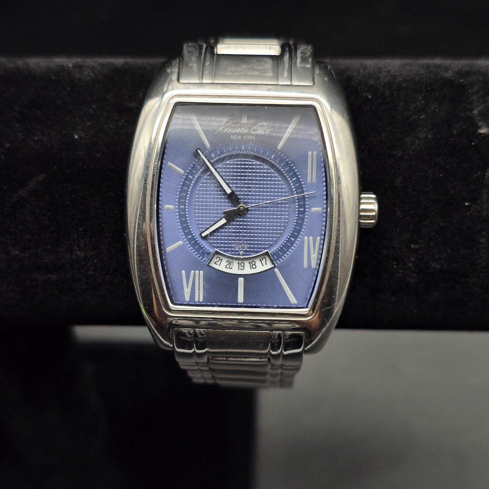 Kenneth Cole Men's Watch SIlver Tone Blue WORKS