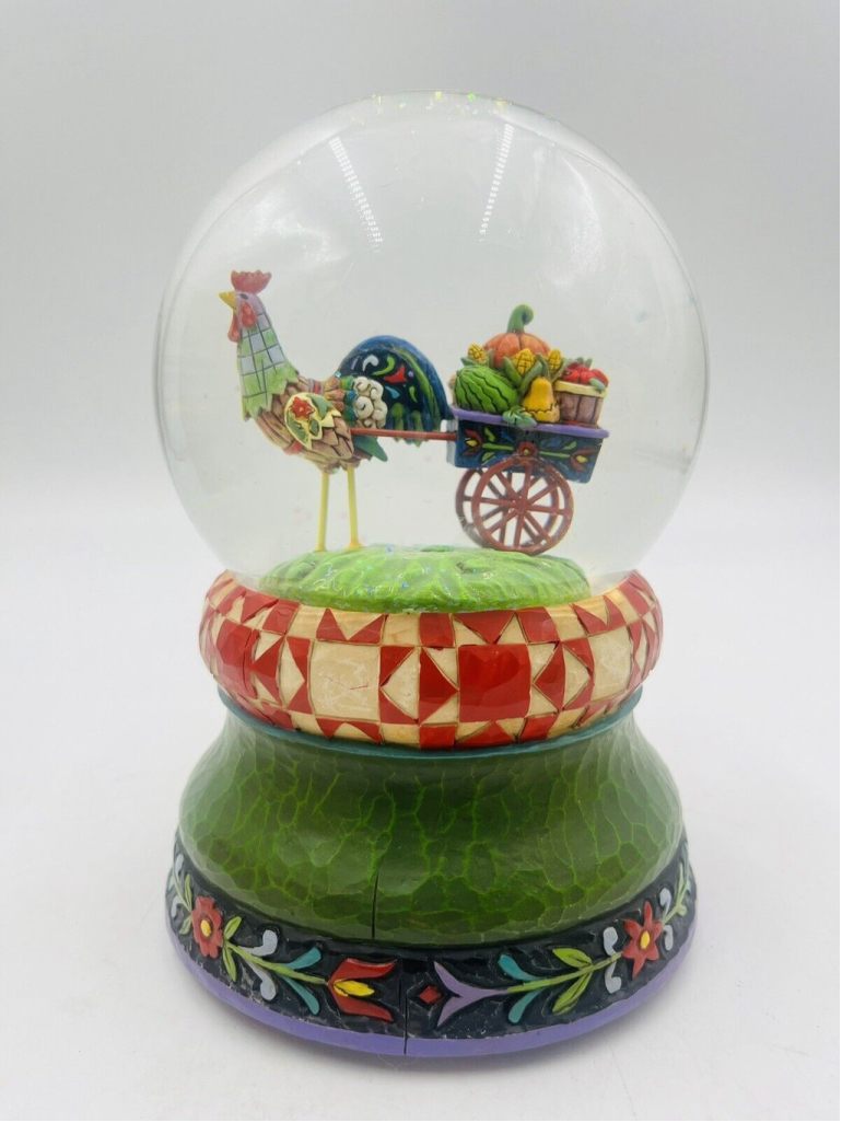Jim Shore Pullet Revolving Musical Waterball Snow Globe