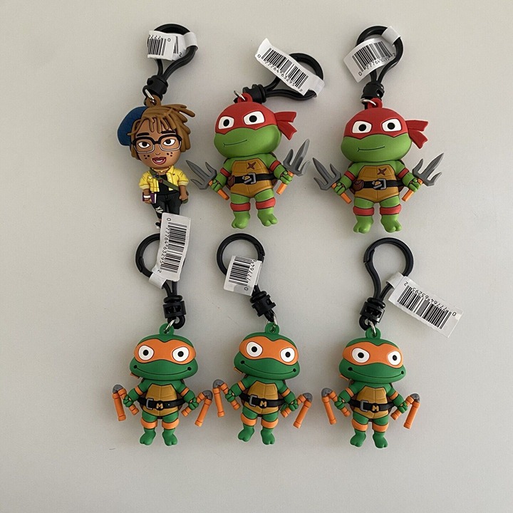 TMNT Teenage Mutant Ninja Turtles Mutant Mayhem Figural Bag Clips Key Lot Of 6