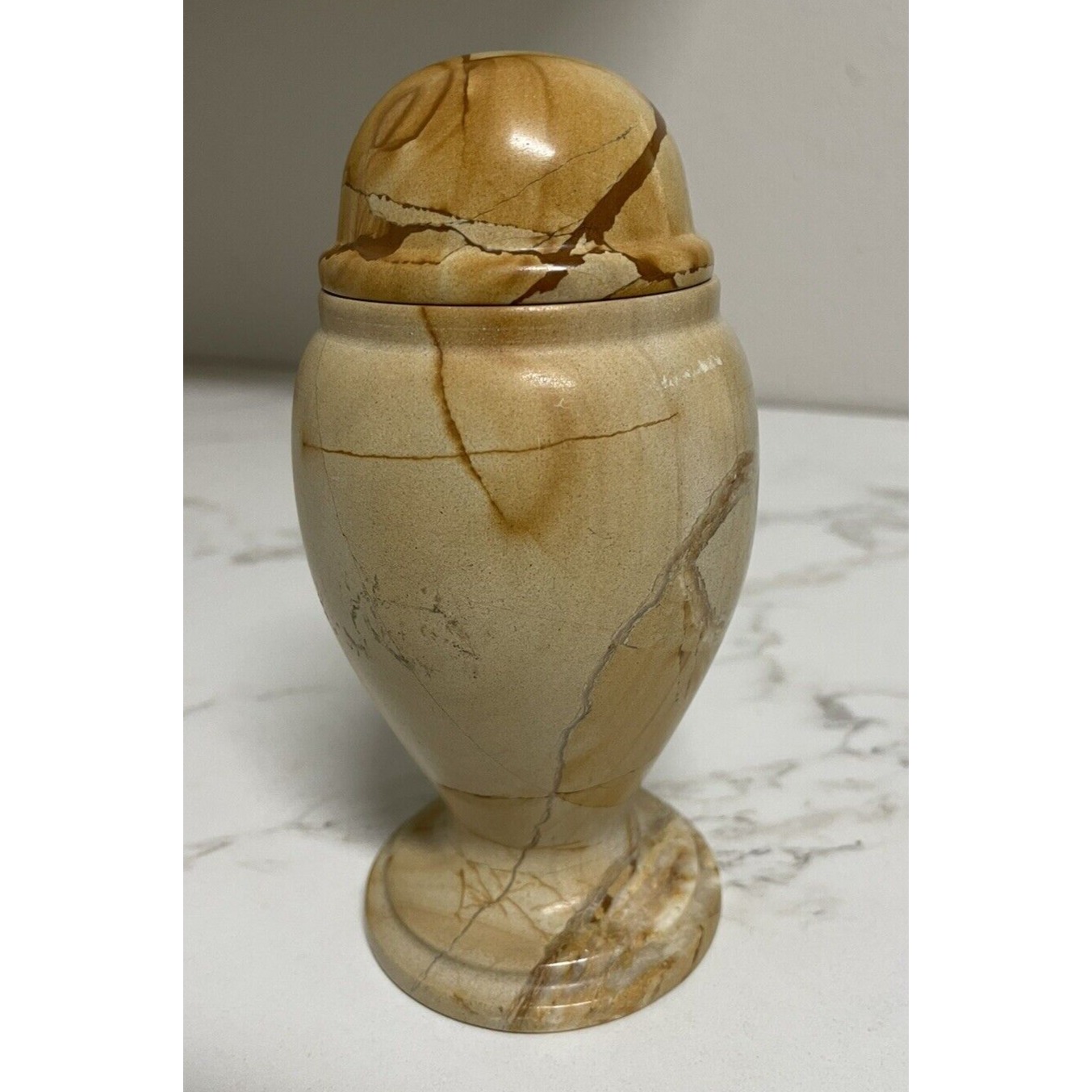Small 6 Keepsake Legacy Teak Color Marble Cremation Ashes Urn