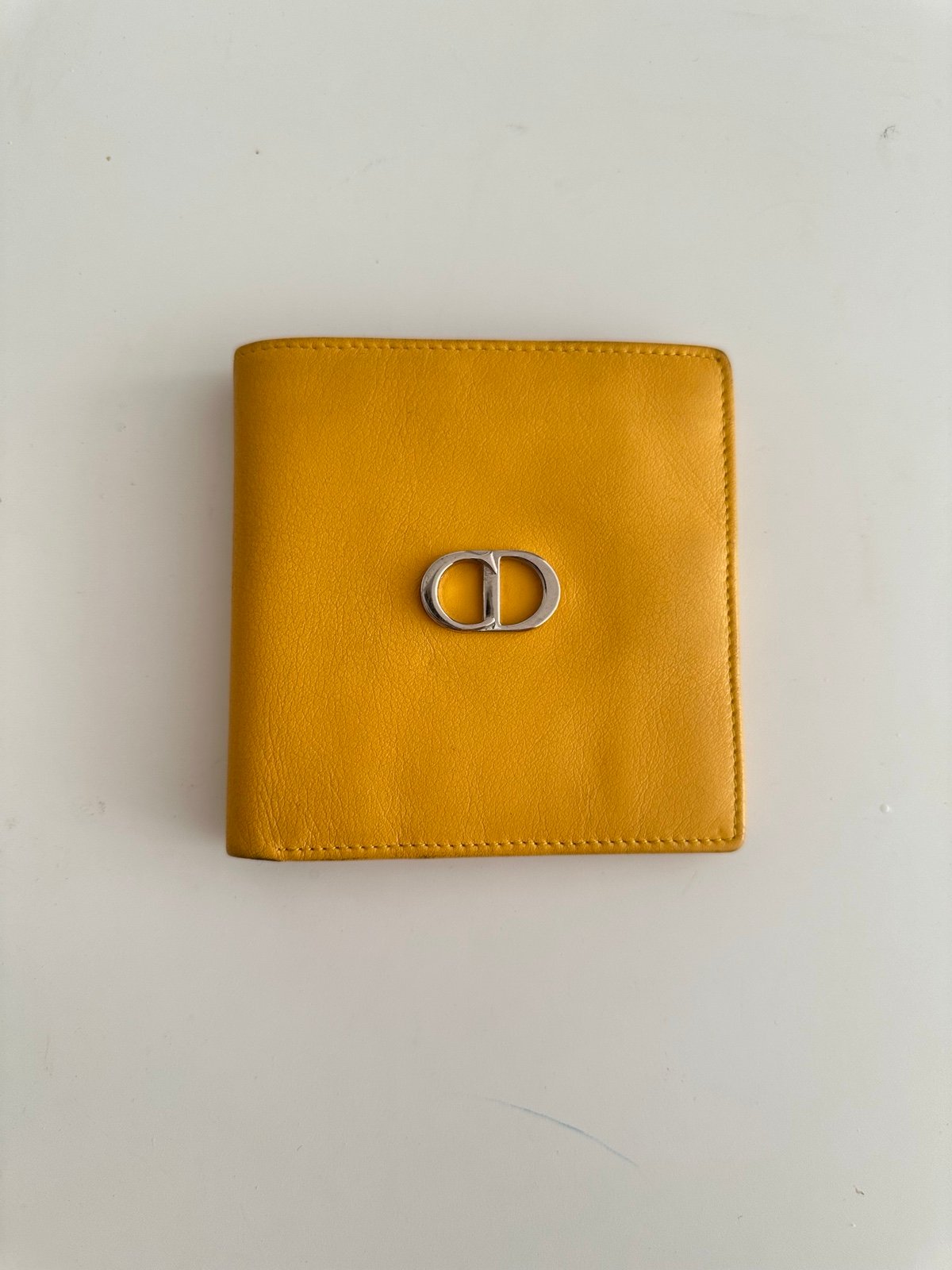 christian dior yellow leather wallet