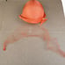 1920s Vintage Orange Cloche Hat Elegant Woven Pearl Accent Veil Rolled Brim