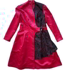 Red Satin Black Lace Blazer Medium Dress Whimsy Goth Dark Romantic Valentine